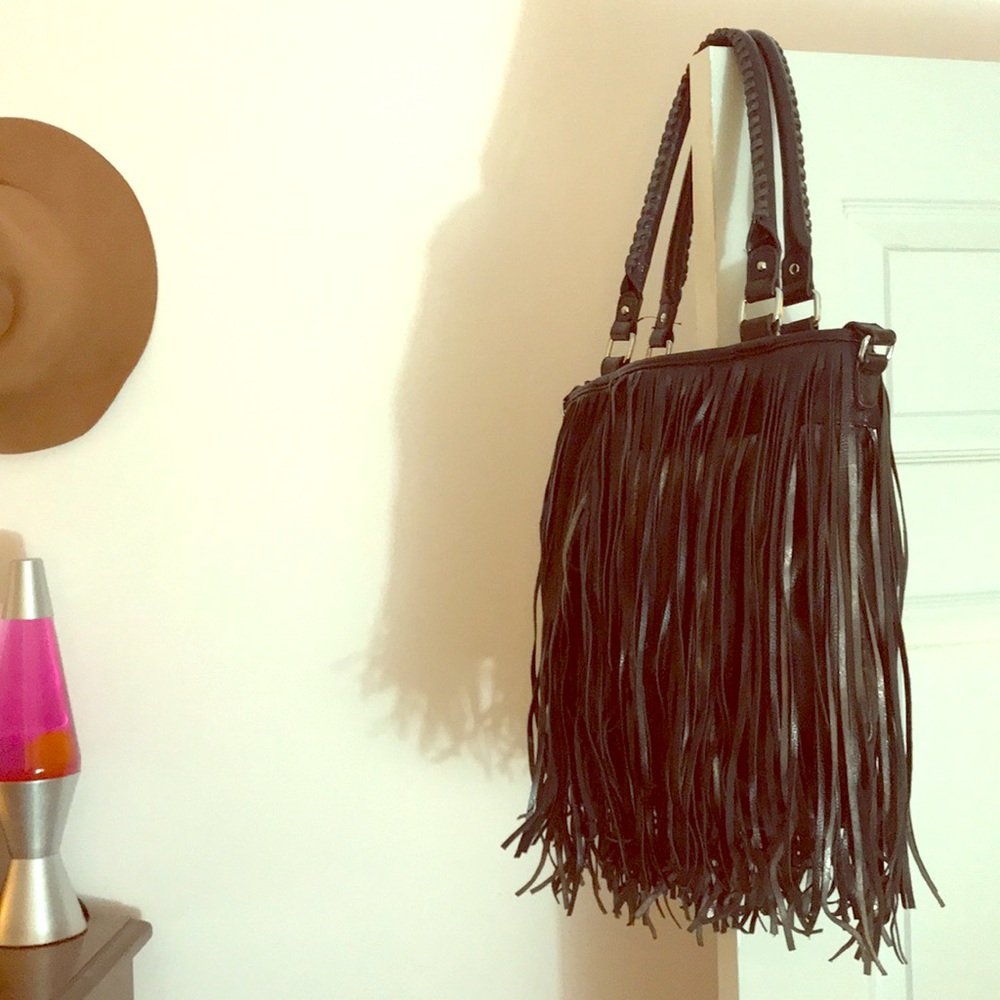 Black Fringe Steve Madden Purse